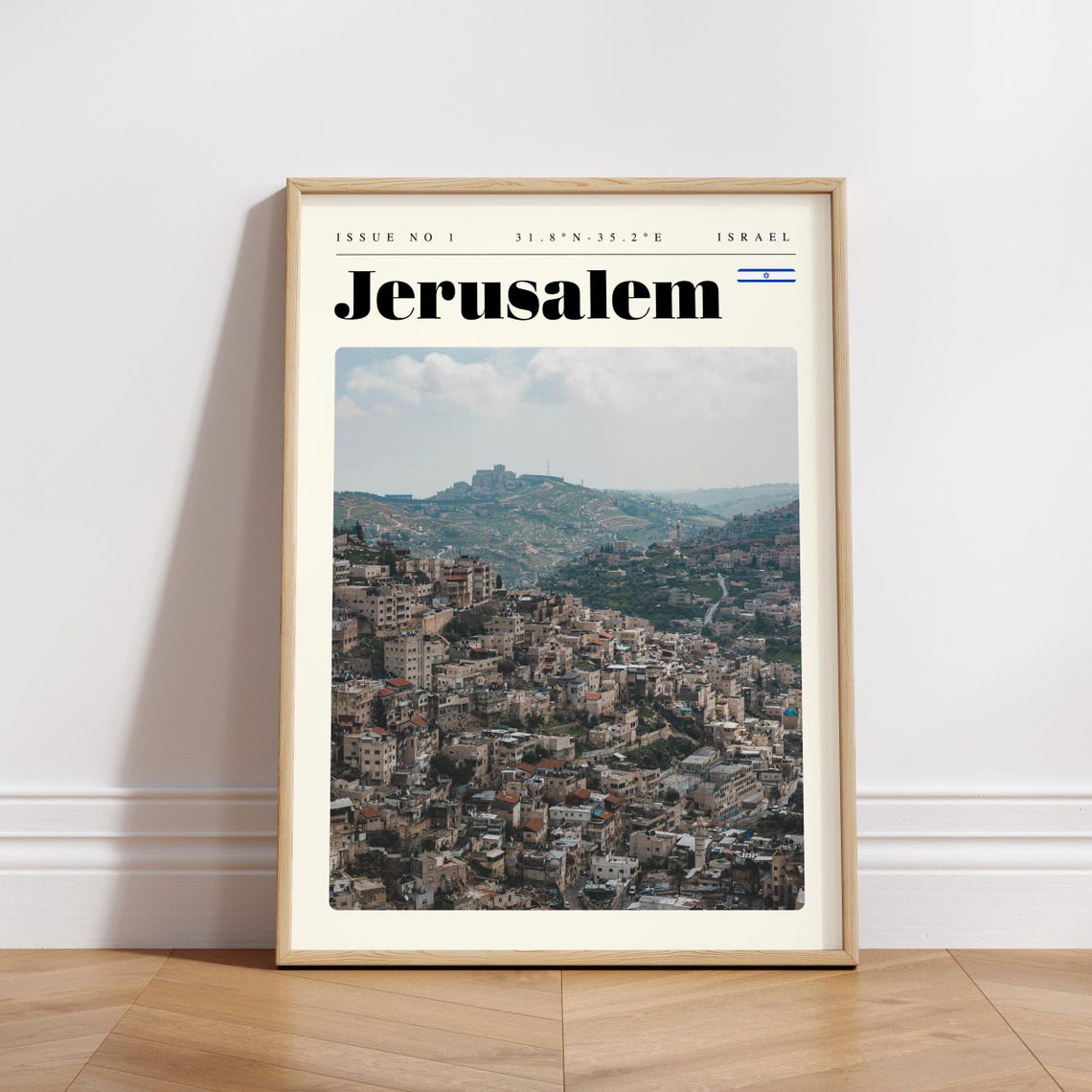 Jerusalem Israel Ancient Stone City On The Hills Skyline Poster - Image 3