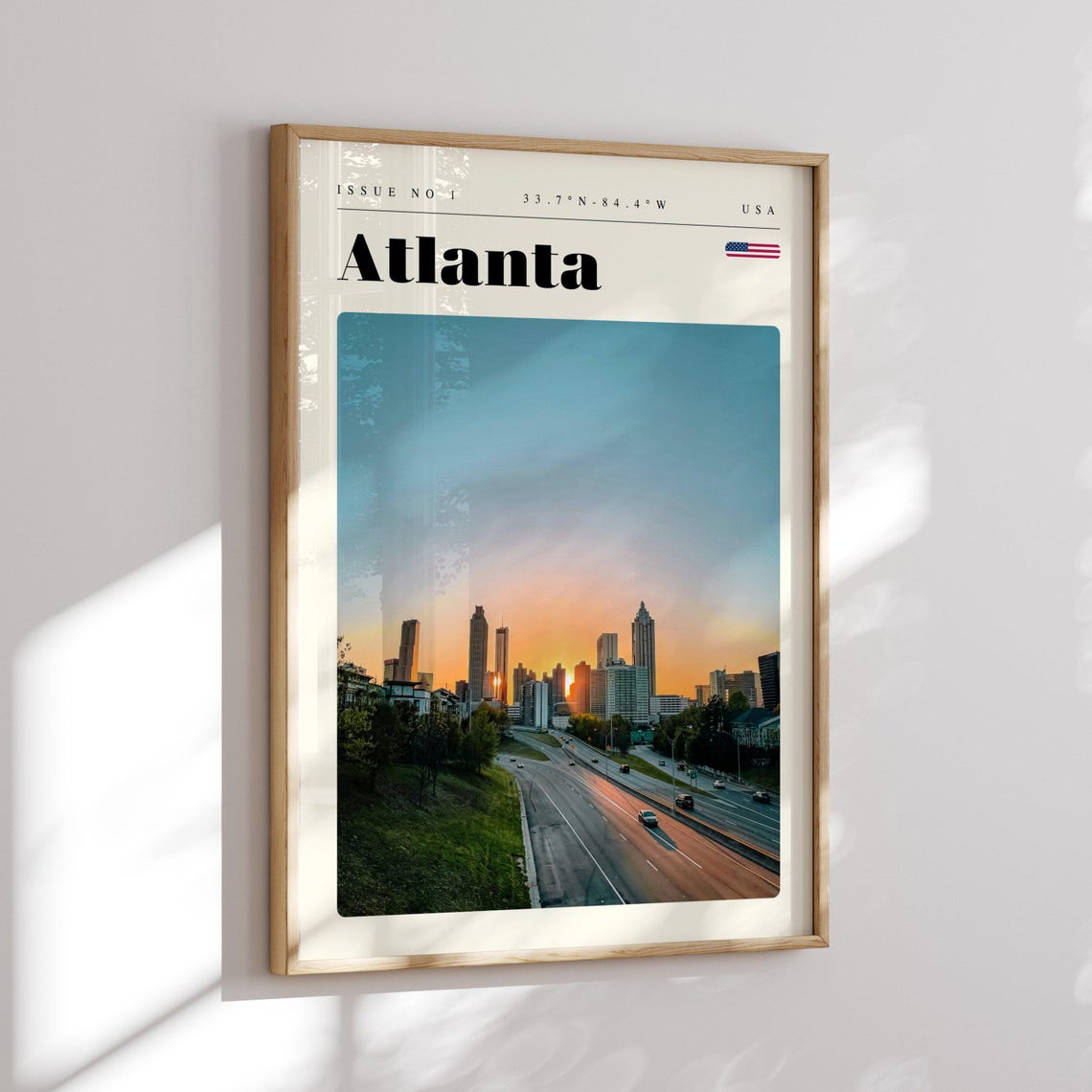 Atlanta USA Skyline Sunset Highway Approach City Lights Travel Poster - Image 2
