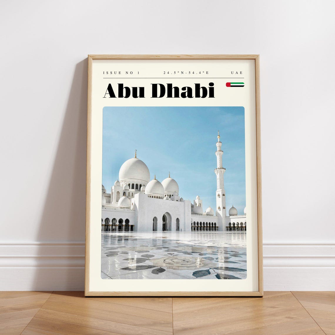 Abu Dhabi UAE Sheikh Zayed Grand Mosque White Domes Travel Poster - Image 3