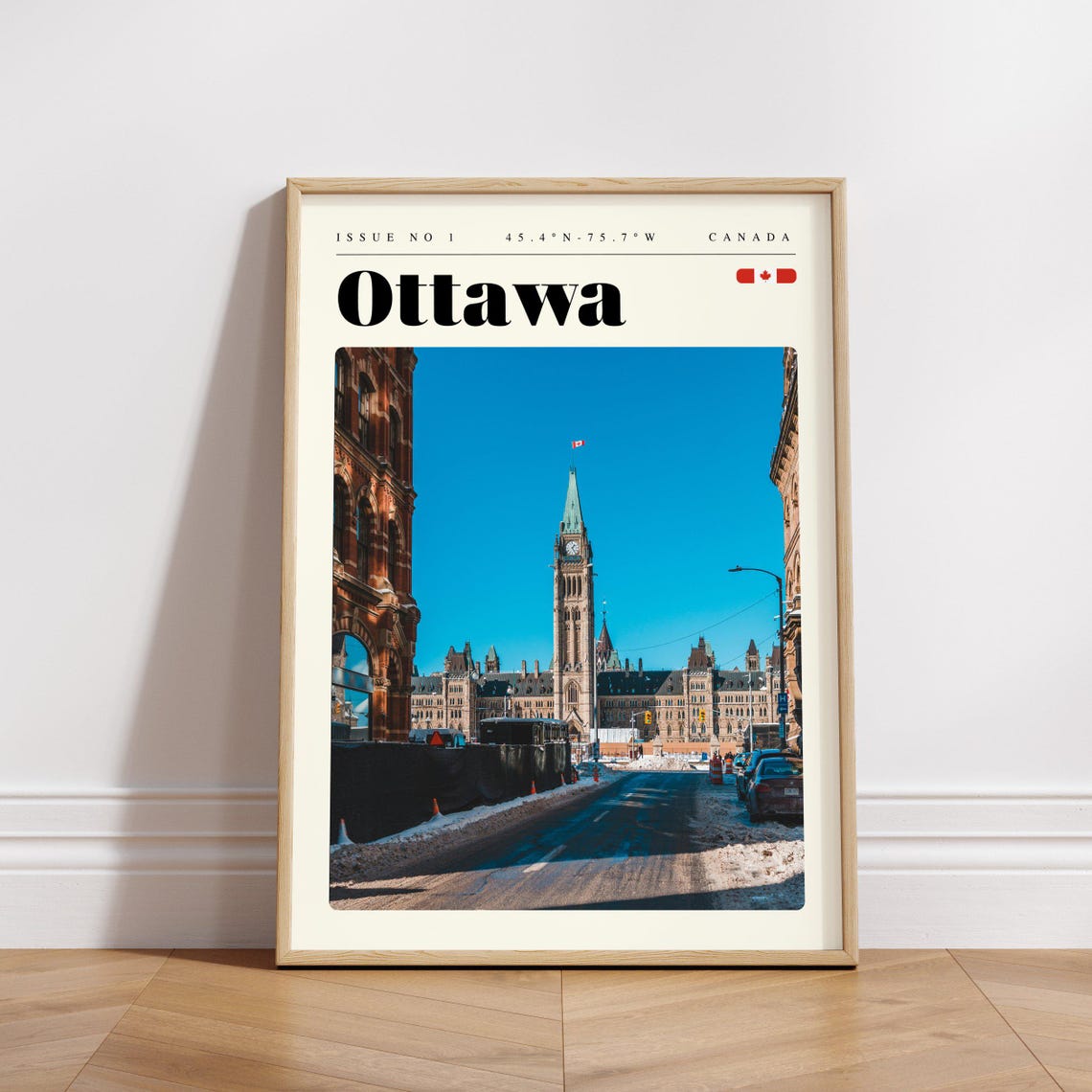Ottawa Canada Parliament Clock Tower On A Winter Street Poster - Image 3