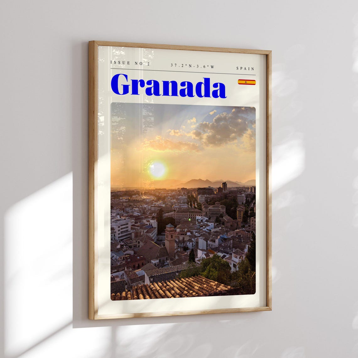 Granada Spain City Sunset Rooftops Golden Sky Photo Travel Poster - Image 2