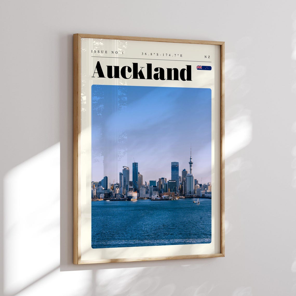 Auckland Sky Tower Harbor Skyline NZ Issue 1 Retro Travel Poster - Image 2