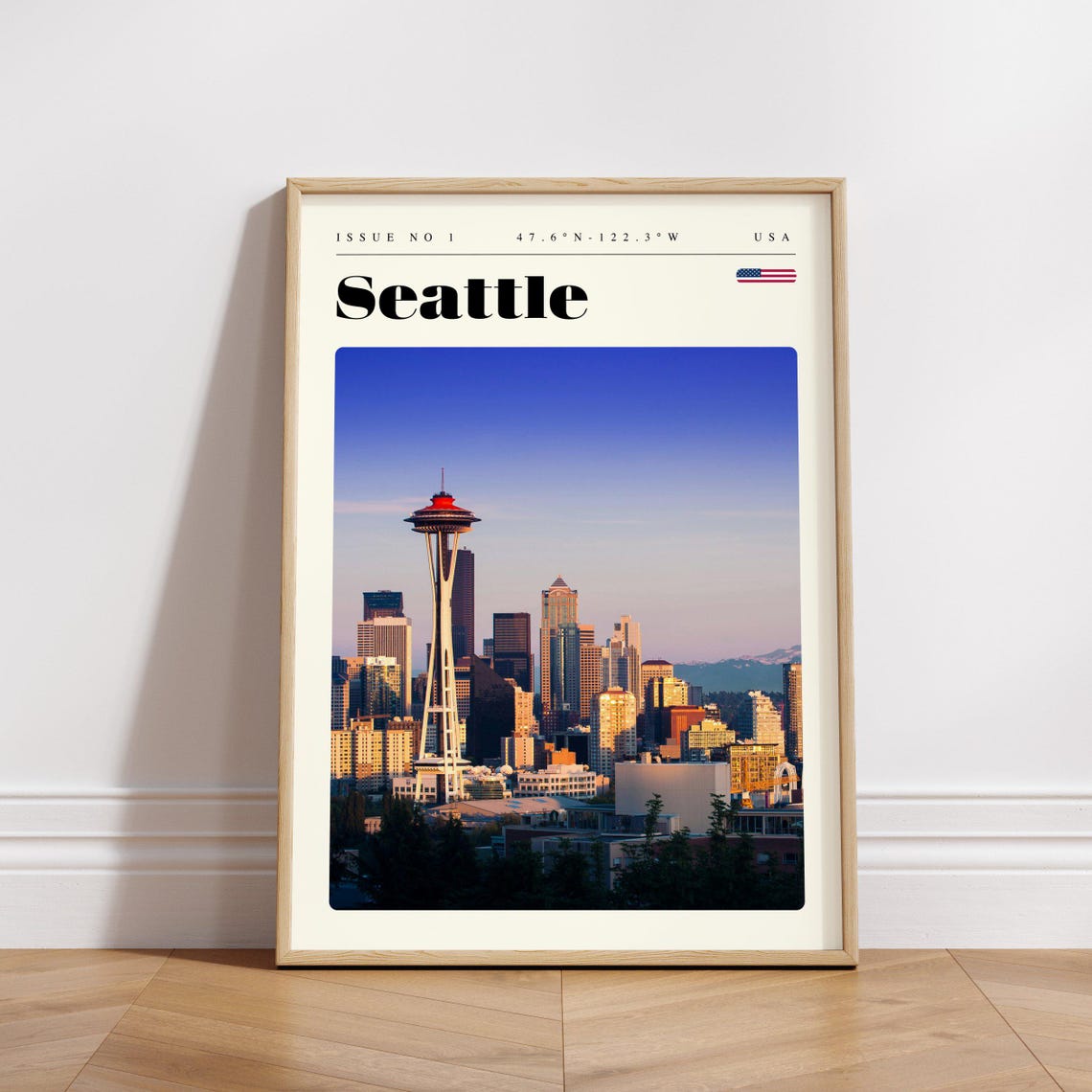 Seattle Space Needle Skyline Sunset Washington Travel Poster - Image 3