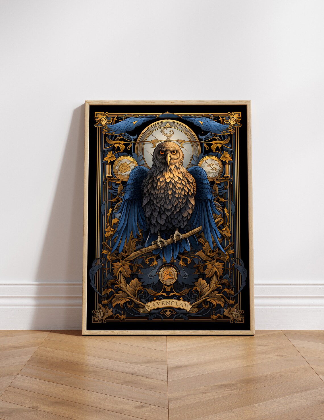 Ravenclaw Owl Art Nouveau Gold Ornament Vintage Style Art Poster Decor