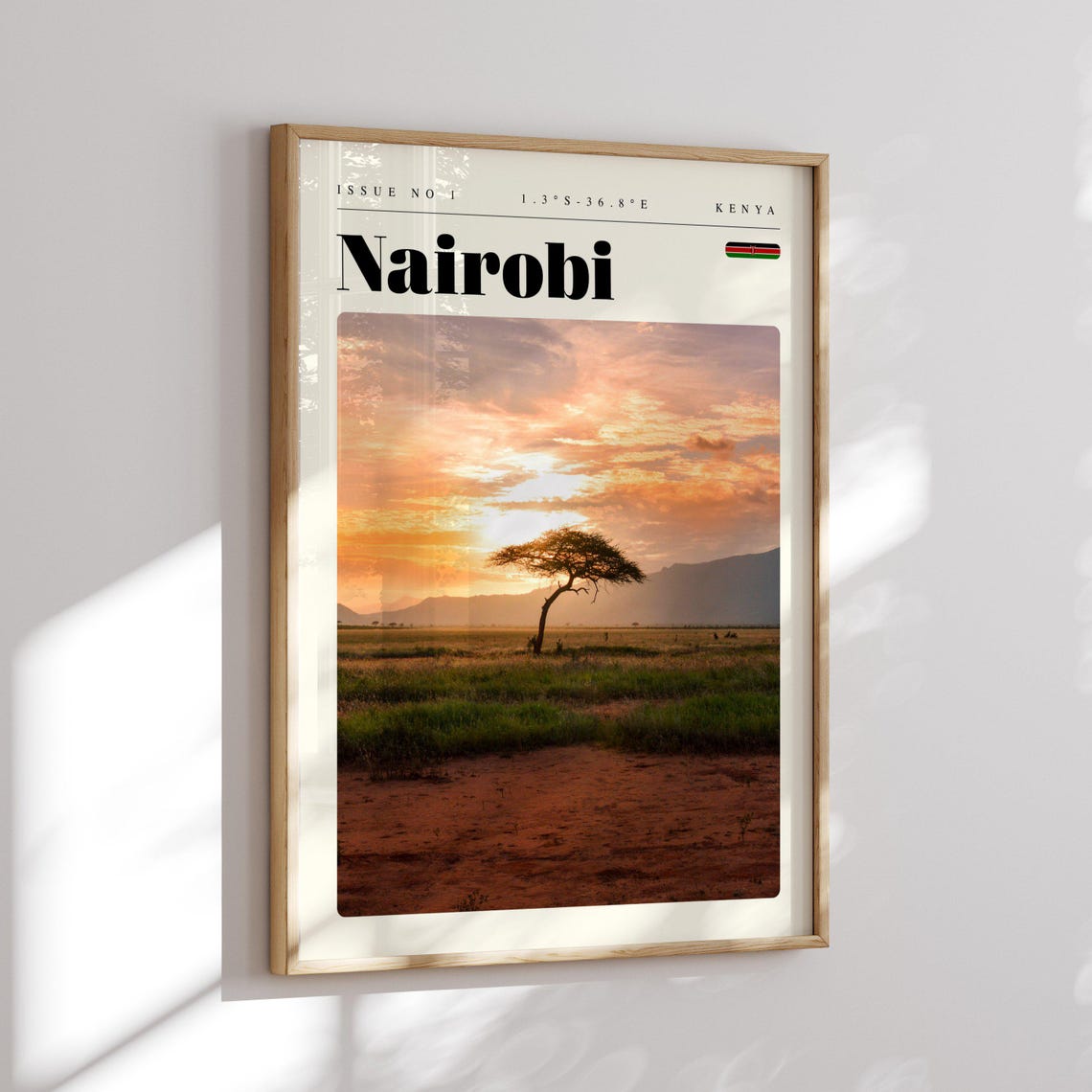 Nairobi Kenya Sunset Over The Savanna With Acacia Tree Poster - Image 2