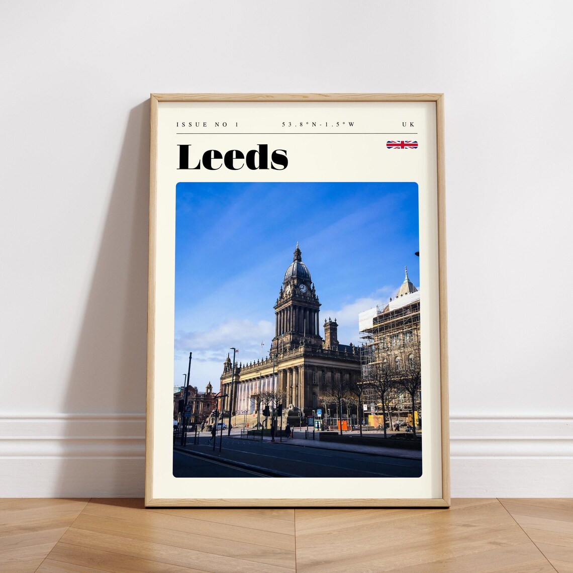 Leeds UK Grand Town Hall Clock Tower City Center Travel Poster - Image 3
