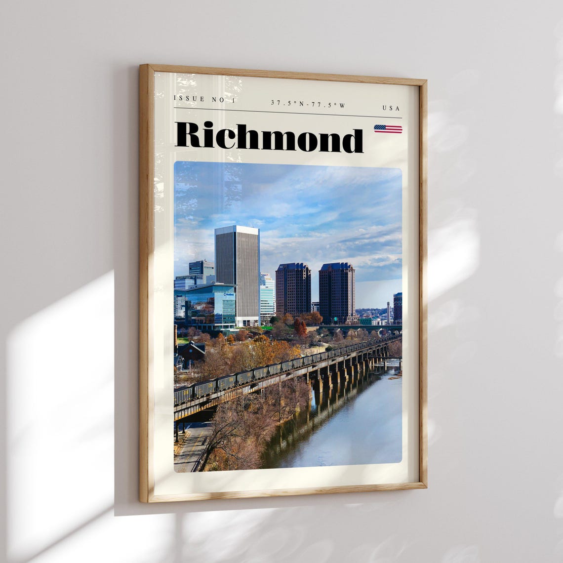 Richmond Virginia Skyline River Rail Bridge Modern Travel Poster - Image 2