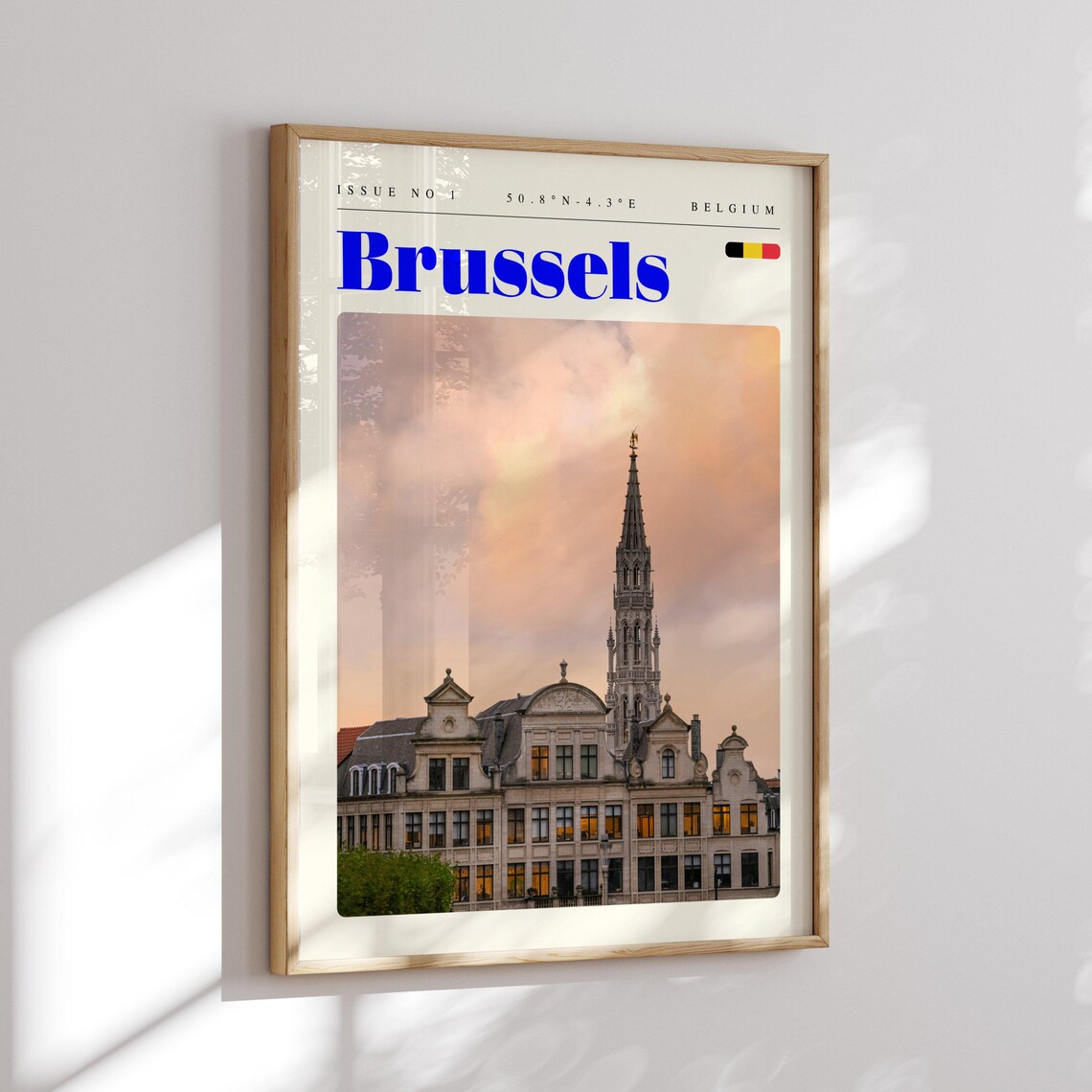 Brussels Belgium Grand Place Town Hall Sunset Vintage Travel Poster - Image 2