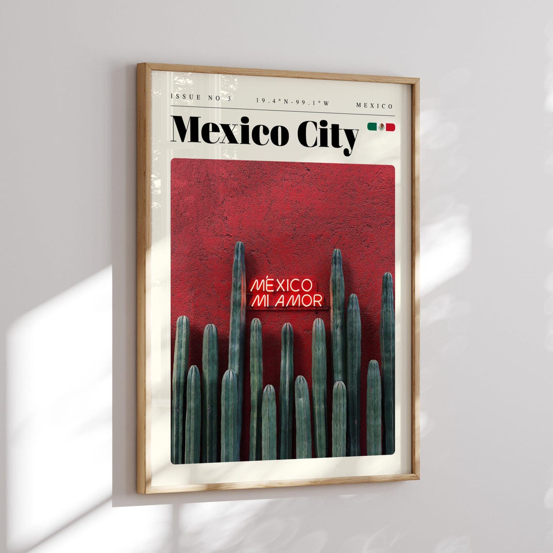 Mexico City Mexico Neon Sign Cactus Wall Photo Travel Poster - Image 2