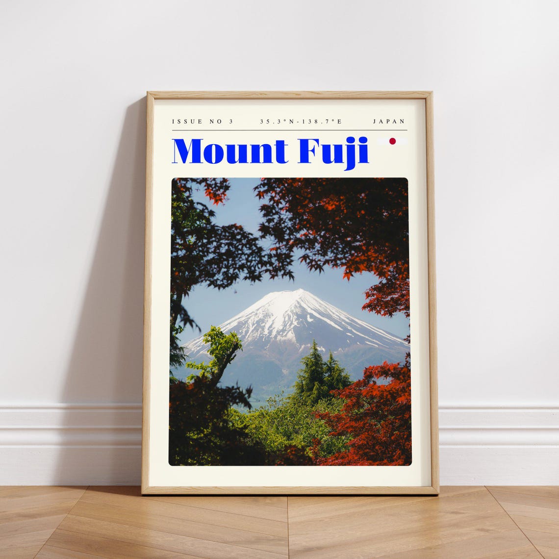 Mount Fuji Japan Autumn Foliage Snow Capped Volcano Travel Poster - Image 3