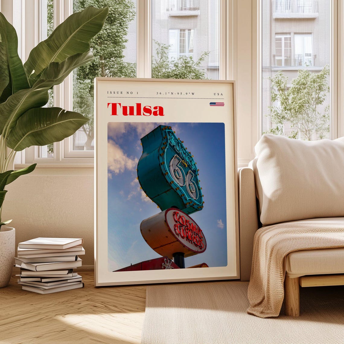 Tulsa Route 66 Neon Roadside Sign Americana Photography Poster