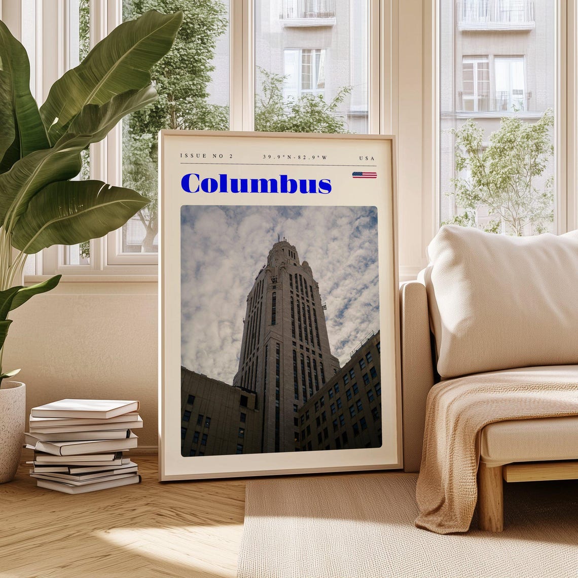 Columbus Ohio Art Deco Skyscraper Looking Up Photo Travel Poster