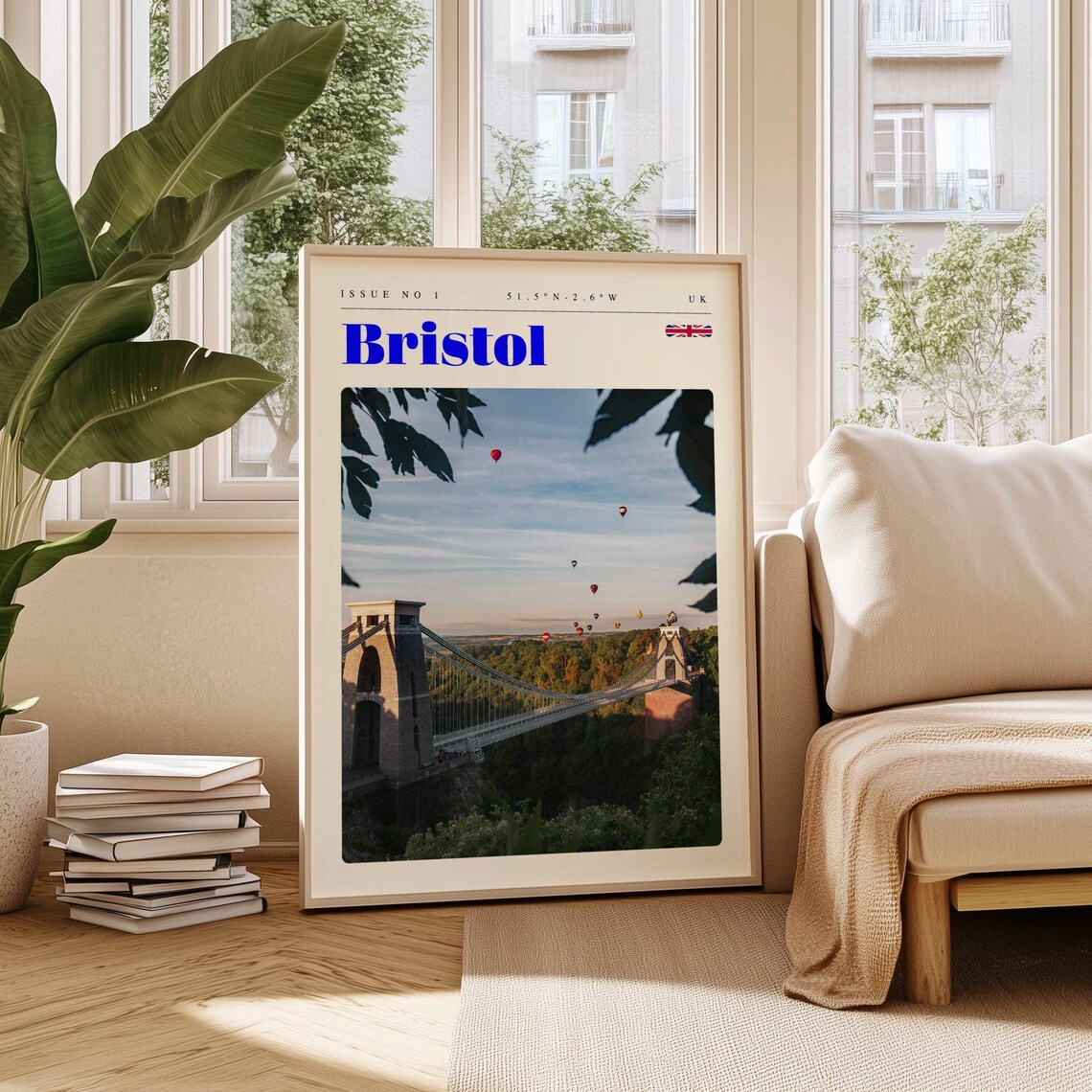 Bristol England Suspension Bridge Hot Air Balloons Travel Poster