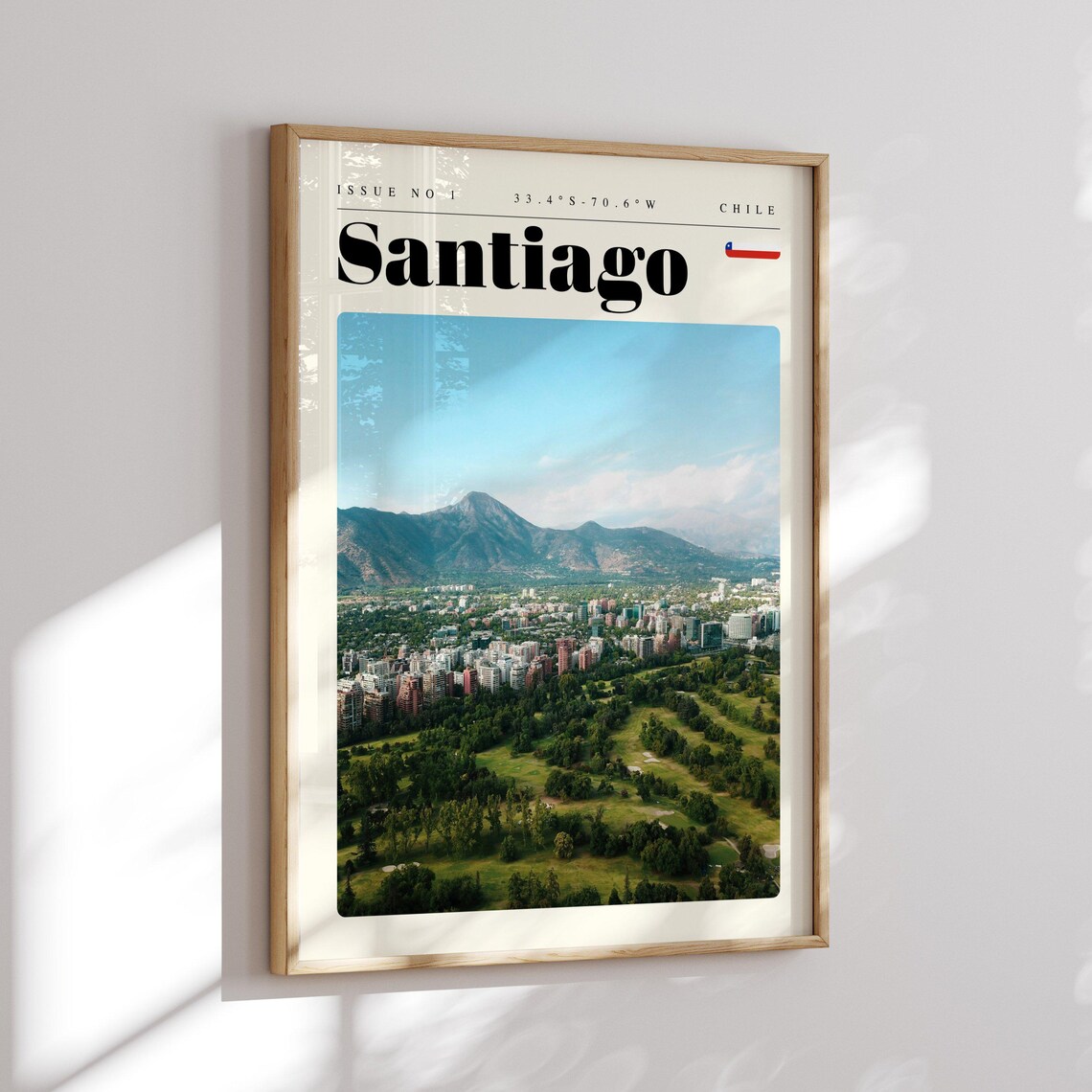 Santiago Chile Andes Mountains City Skyline Modern Travel Poster - Image 2