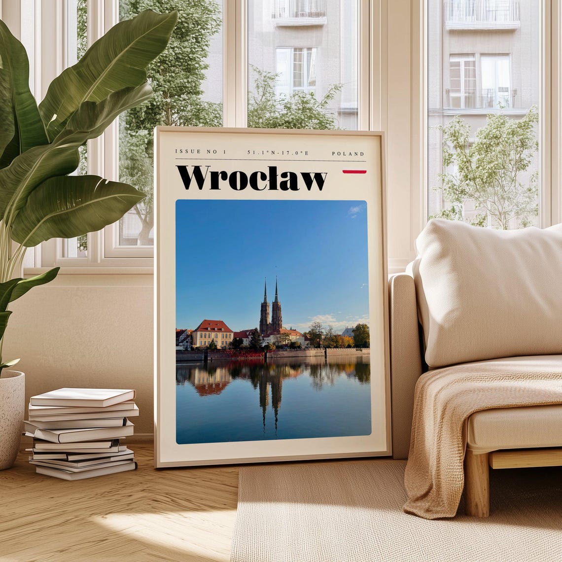 Wroclaw Poland Cathedral Riverside Reflection City Travel Poster