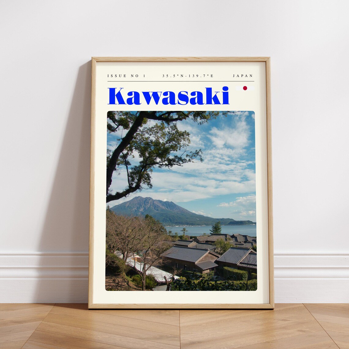 Kawasaki Volcano Traditional Village Houses Japan Travel Poster - Image 3