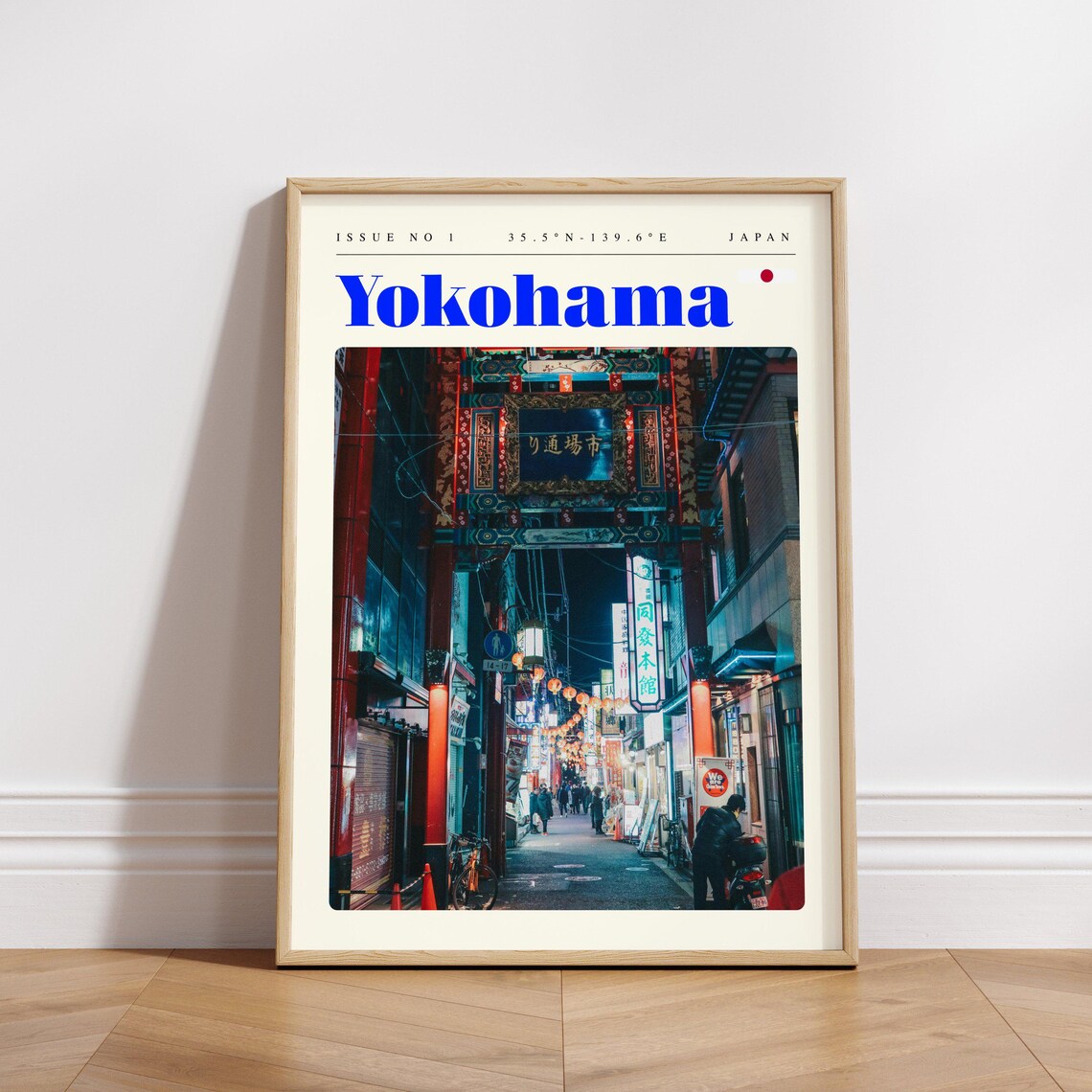 Yokohama Japan Vintage Travel Poster Chinatown Lanterns at Night - Image 3
