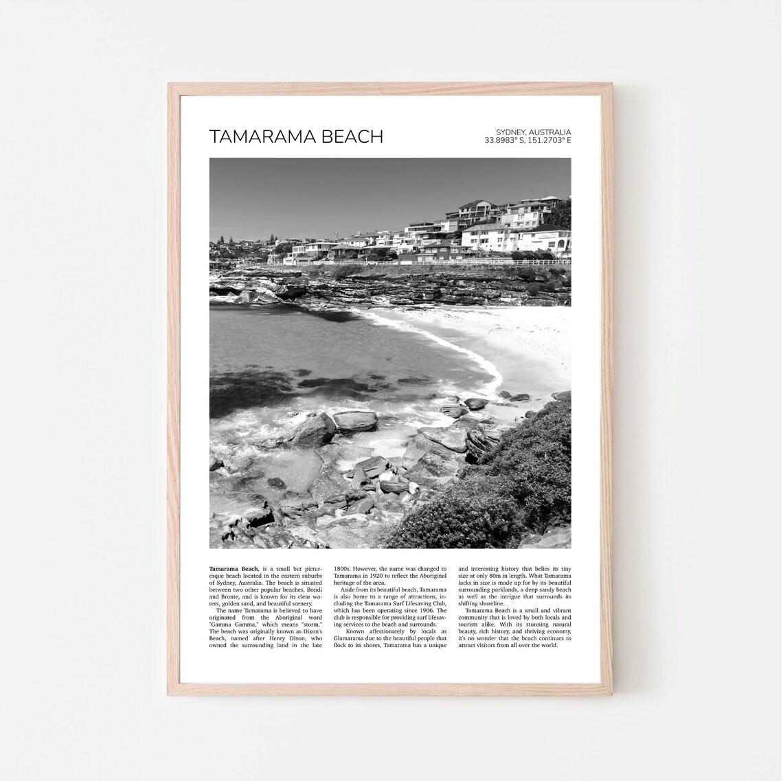 Tamarama Beach Travel Poster, Sydney Australia