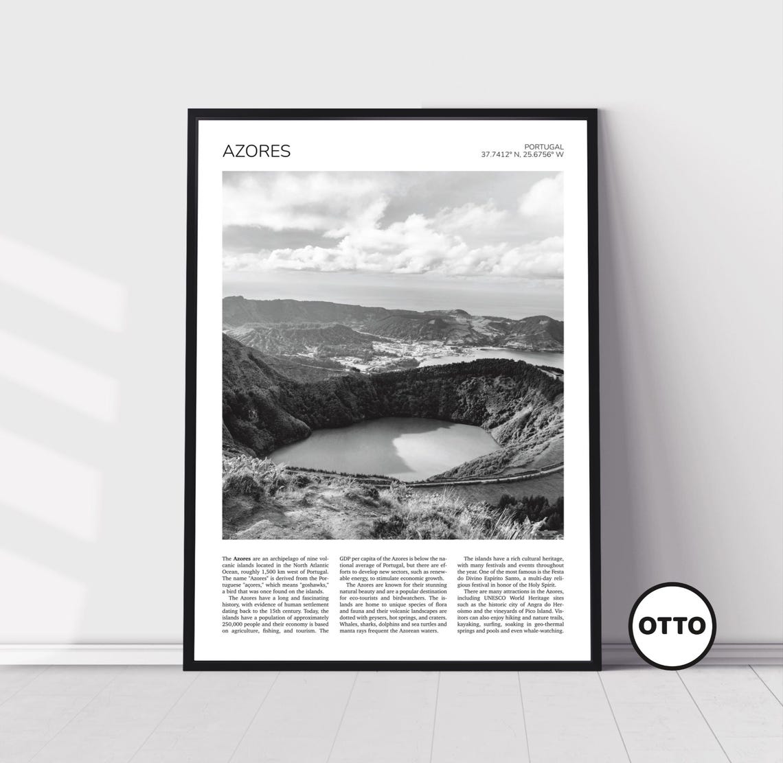 Azores Wall Art Azores Artful Travel Poster Print Photo Ponta Delgada Lake Sao Miguel Island Landscape Print Photo Portugal Europe