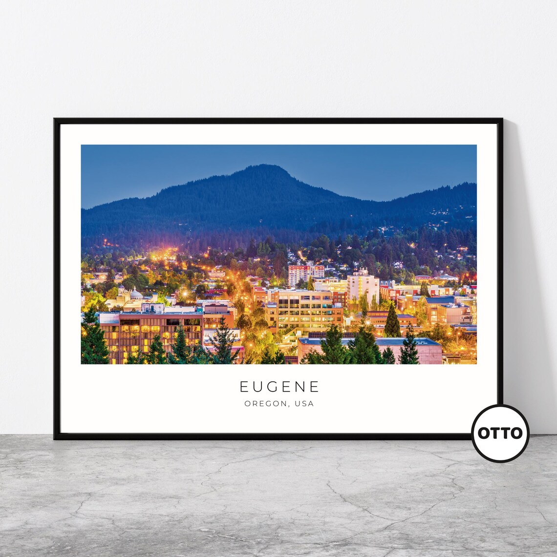 Eugene Beach Home Decor Travel Poster, Oregon Cityview