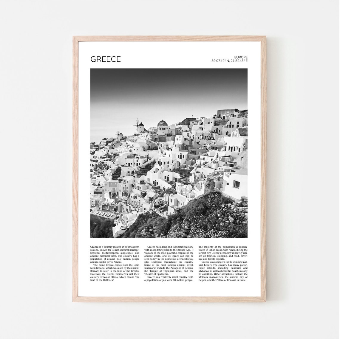Greece Wall Art Santorini Greece Artful Travel Poster Print Photo Church Of Santorini Fira Landscape Print Europe