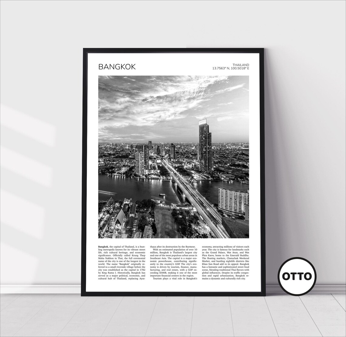 Bangkok Wall Art Bangkok Artful Travel Poster Print Photo Aerial View City Chao Phraya River Thailand Southeast Asia