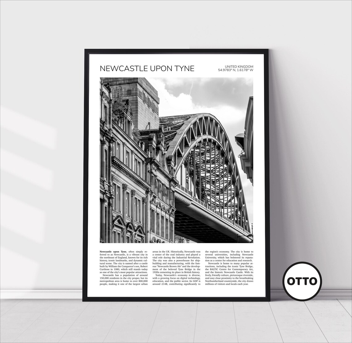 Newcastle Upon Tyne Travel Poster, Tyne Bridge