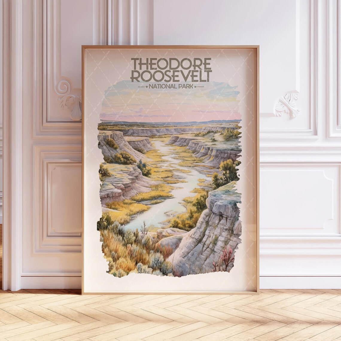Theodore Roosevelt National Park Watercolor Travel Poster