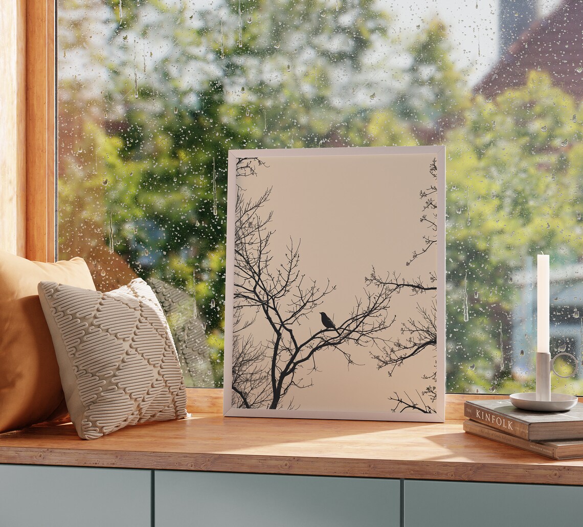 Winter Landscape Bird In Bare Trees, Art Print - Image 2