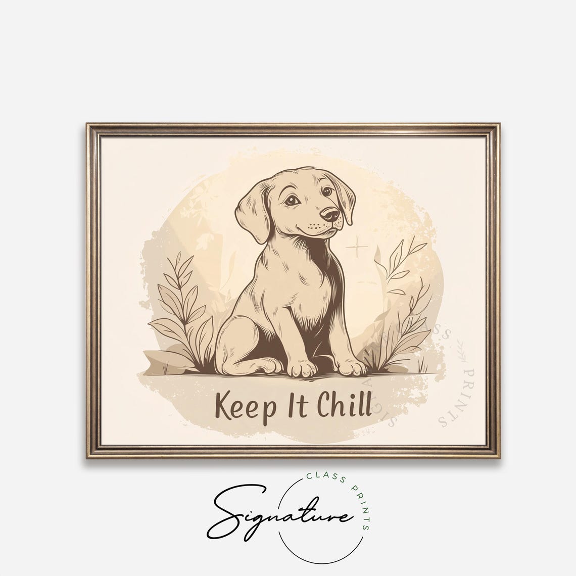 Keep It Chill Quote Cute Puppy Line Art Minimalist Dog Decor Poster - Image 4