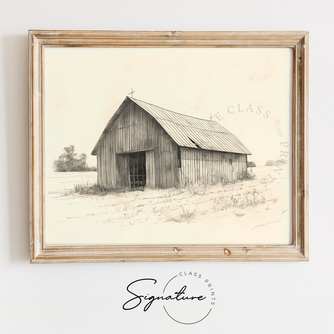 Rustic Barn Weathered Old Wood Pencil Sketch Country Farm Poster
