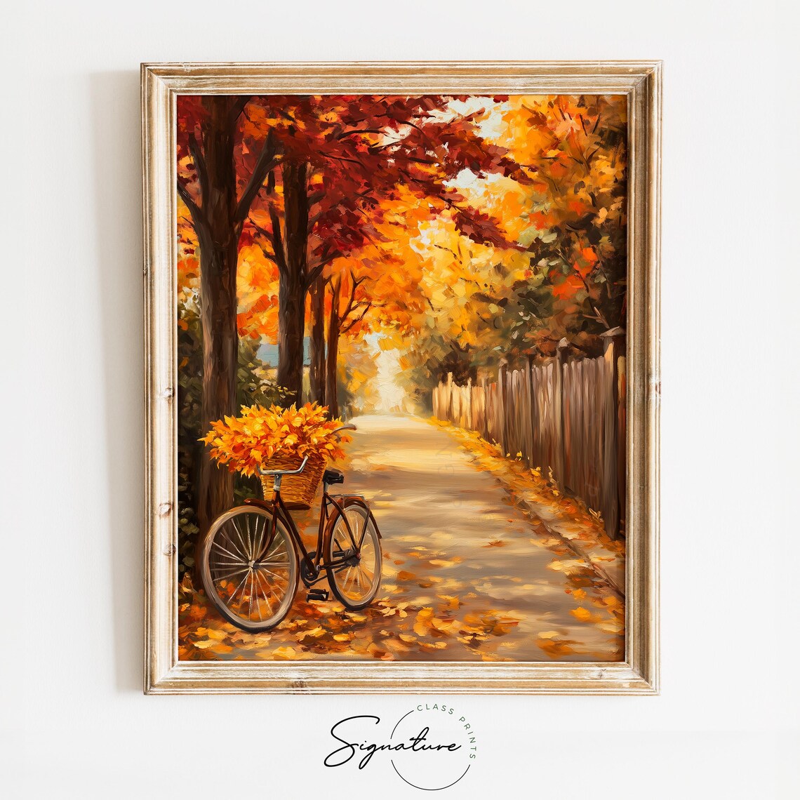 Autumn Street With Bicycle Rustic Fall Scene