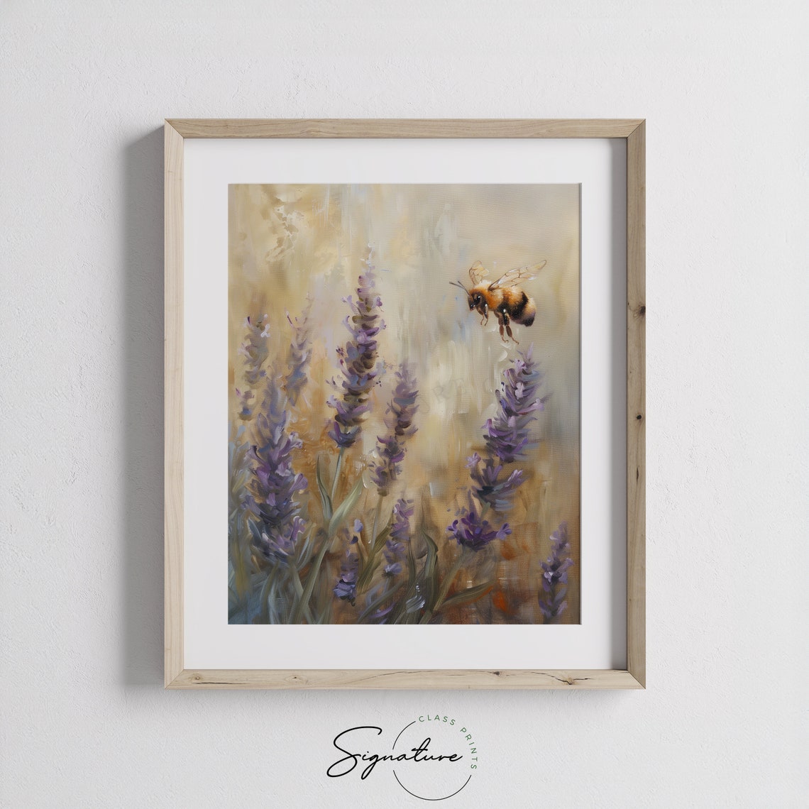 Bumblebee Hovering Over Lavender Blooms Golden Meadow Poster - Image 3