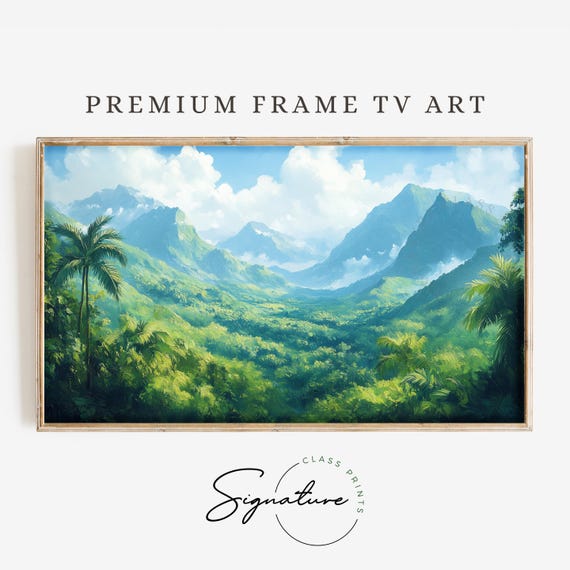Lush Green Valley Tv Art Forest And Mountains Frame Tv Art Nature Scene Rustic Wall Decor 3504
