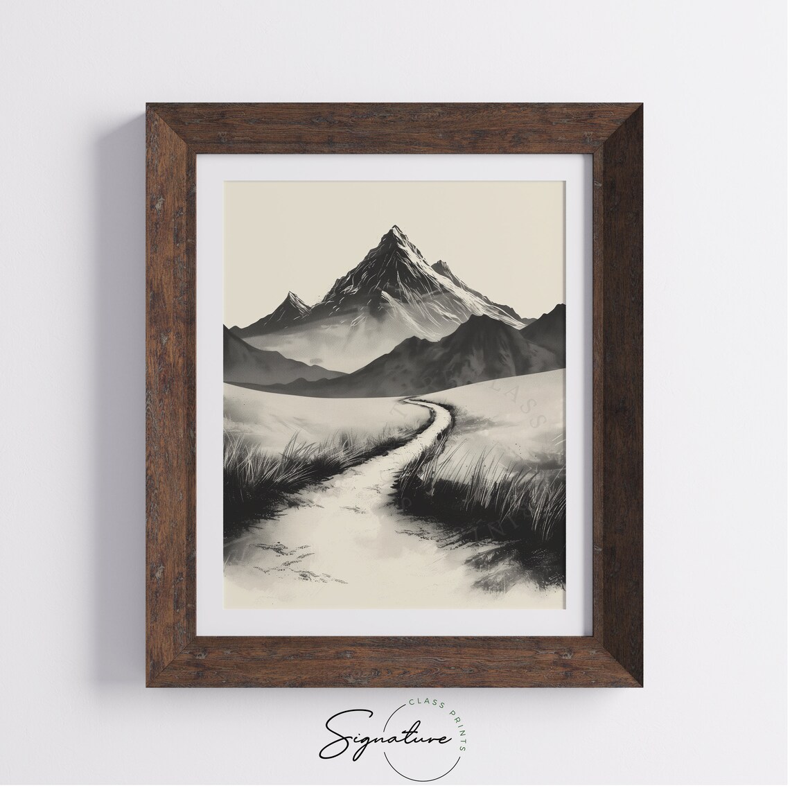 Mountain Trail Art Winding Path With Distant Peaks Nature Wall Decor Serene Landscape Drawing Scenic Mountain View Art 805 - Image 4