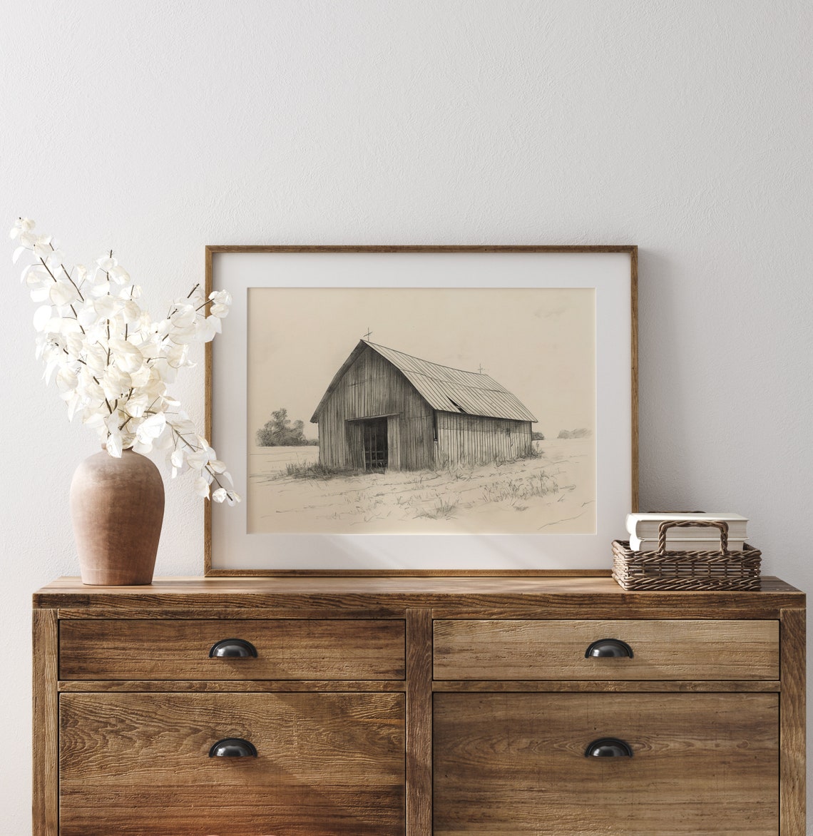 Rustic Barn Weathered Old Wood Pencil Sketch Country Farm Poster - Image 3
