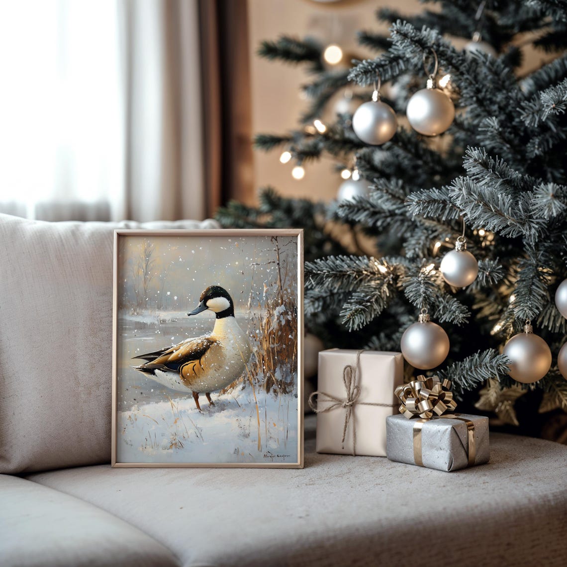 Northern Pintail Duck At Snowy Marsh Winter Wildlife Painting Poster - Image 5