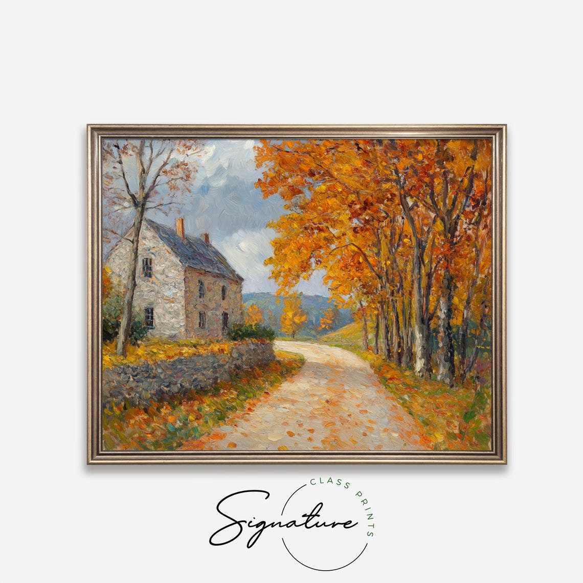 Autumn Cottage Rustic Stone House Fall Maple Trees Cozy Scene Poster - Image 4
