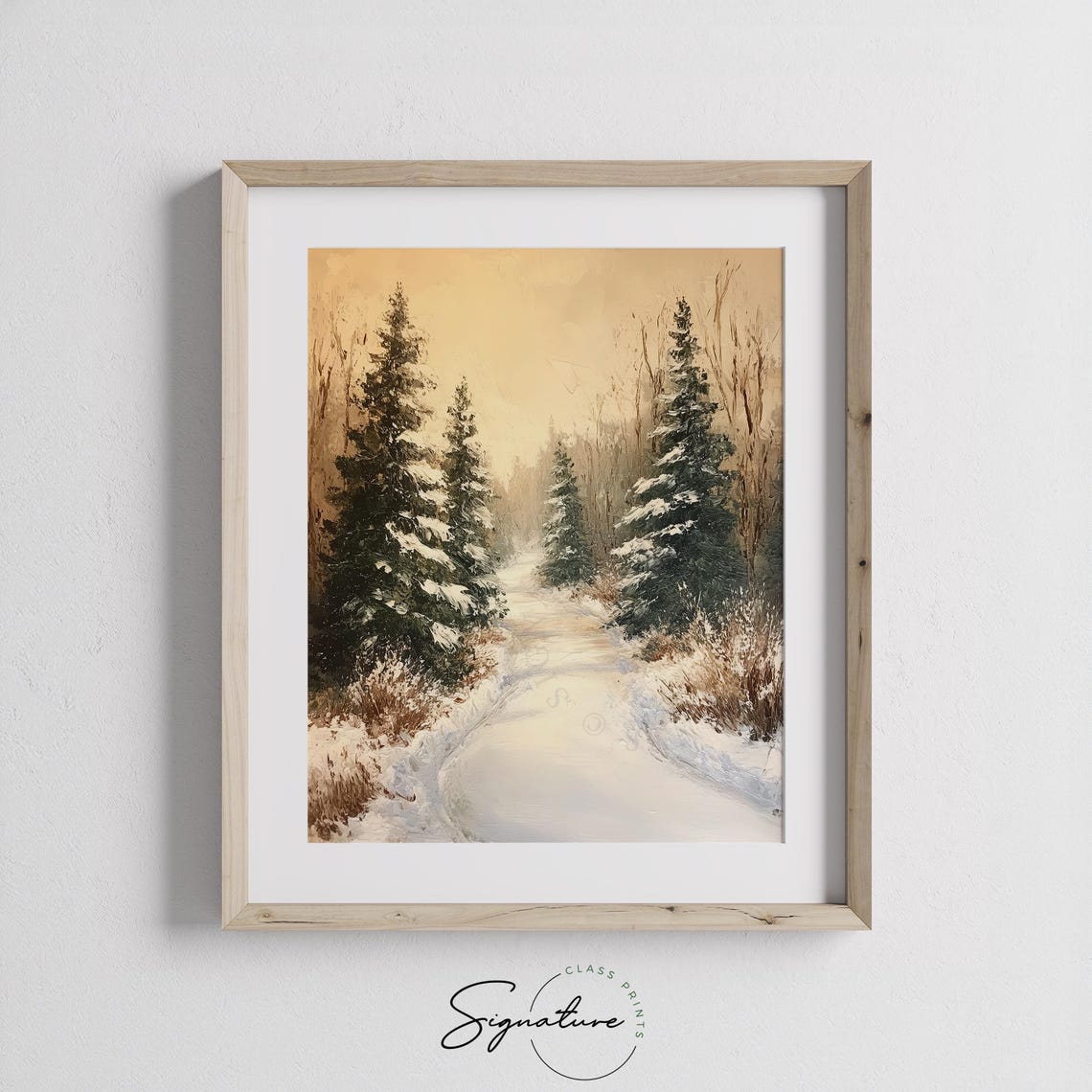 Blue Misty Pine Forest with Snowy Clearing Winter Landscape Poster - Image 2