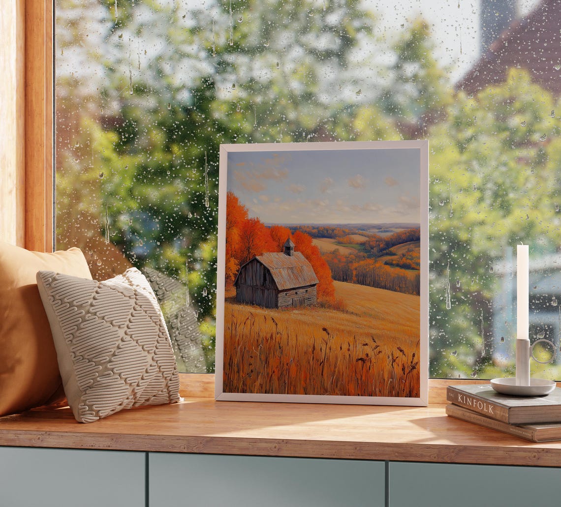 Weathered Gray Barn On Golden Hill Overlooking Autumn Valley Poster - Image 2