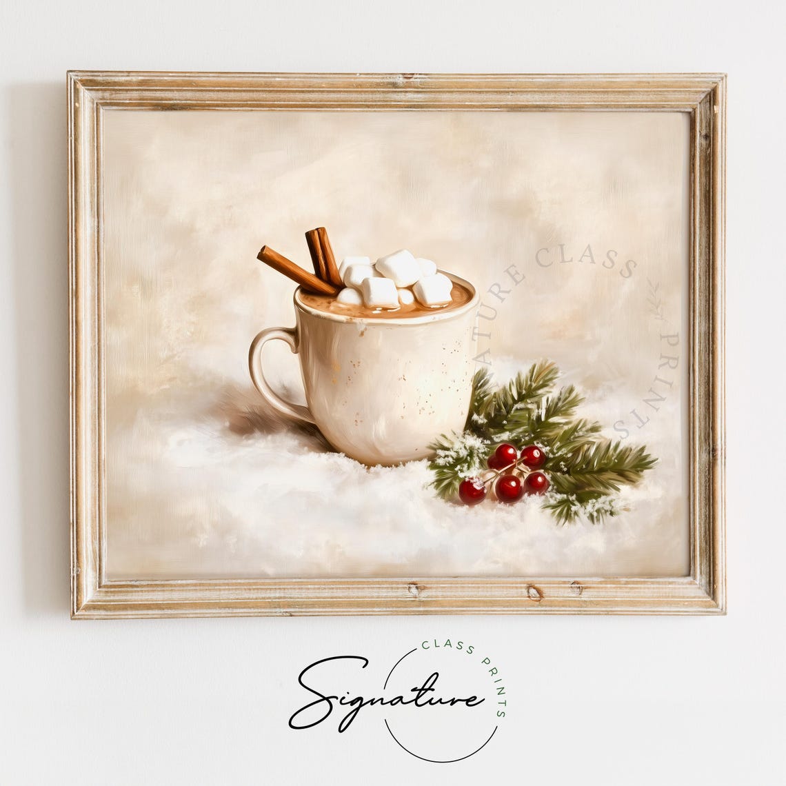 Hot Cocoa With Marshmallows And Cinnamon In White Mug Art Poster
