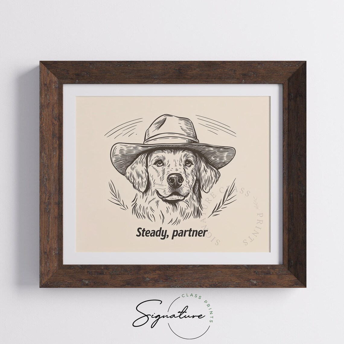 Steady Partner Quote Dog In Cowboy Hat Rustic Line Art Western Poster - Image 5