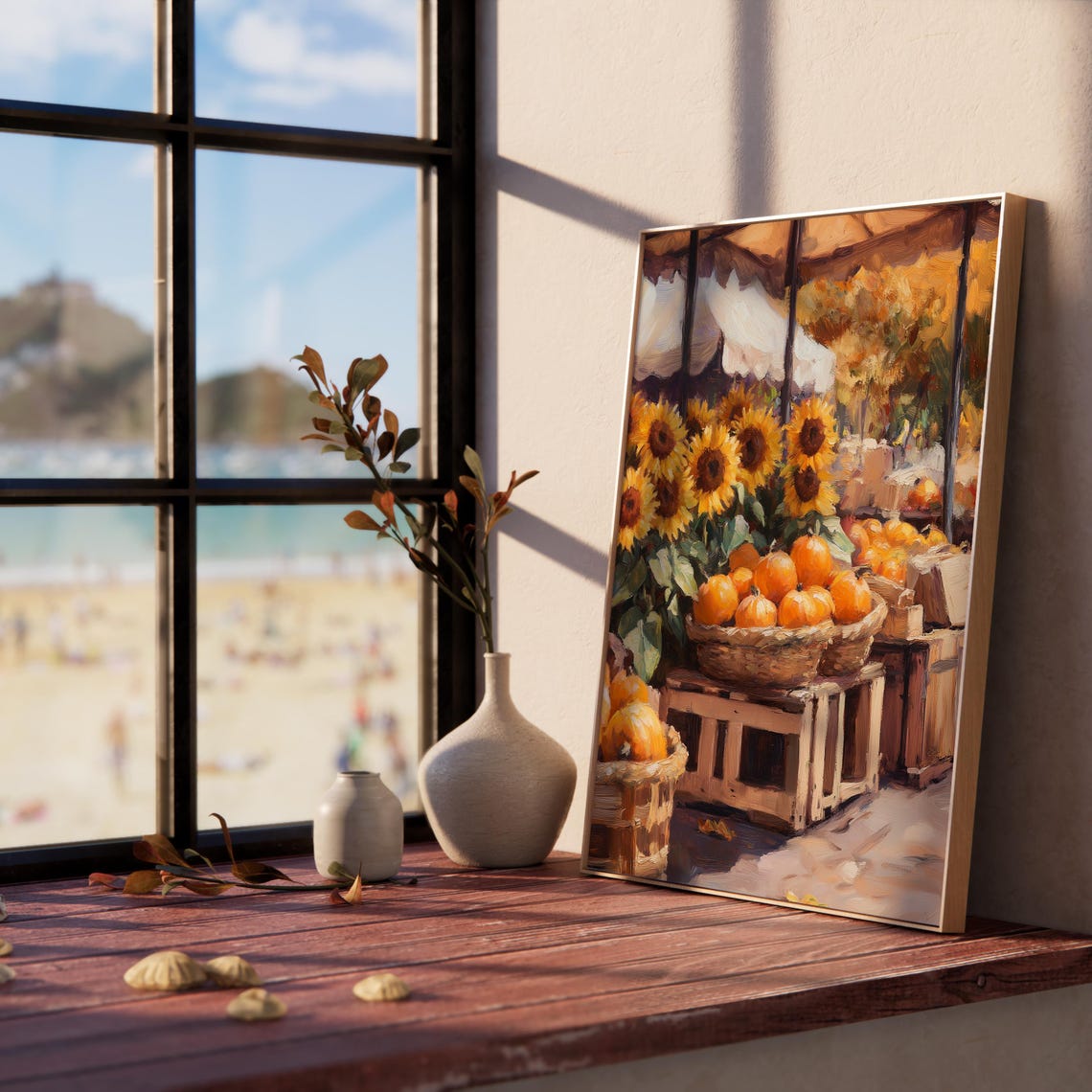 Sunflowers And Pumpkins At Rustic Fall Market Stall Art Poster - Image 5
