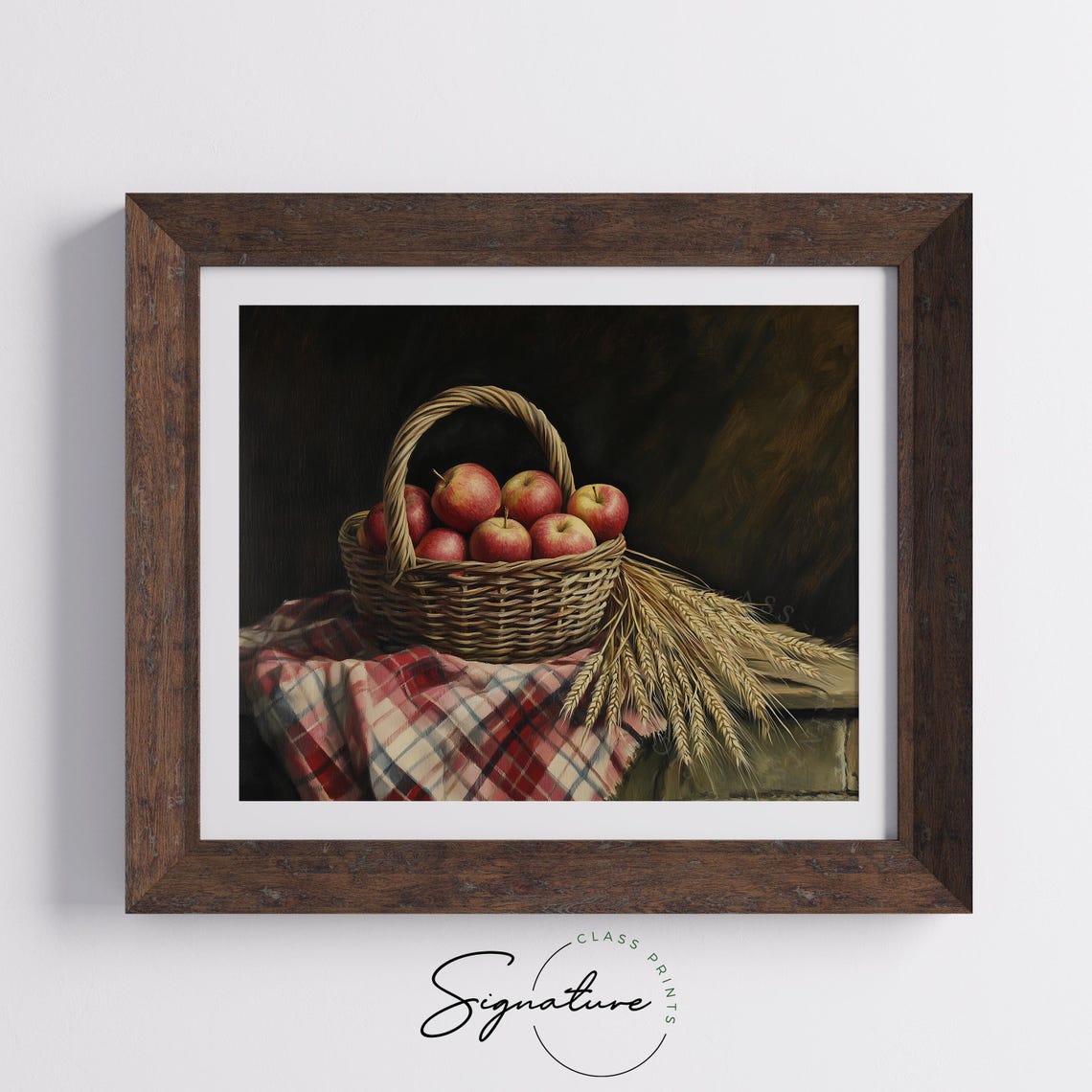 Vintage Basket Of Red Apples Rustic Fall Harvest Still Life Poster - Image 5