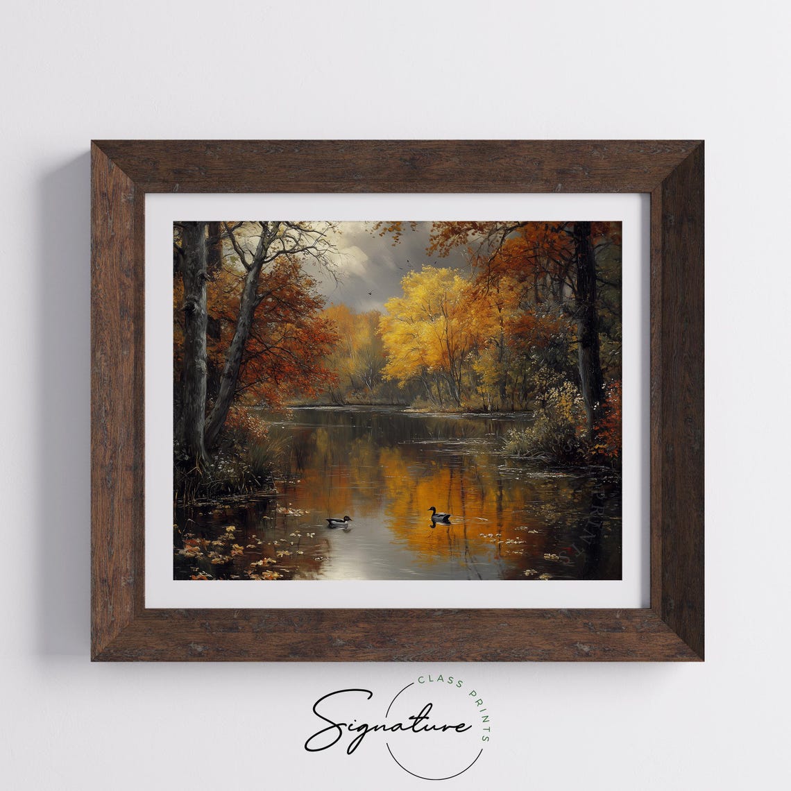 Two Ducks on an Autumn Lake Amid Flaming Red and Gold Trees Poster - Image 5