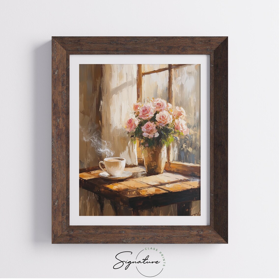 Coffee Shop Window With Roses, Vintage Cafe Art Print - Image 4