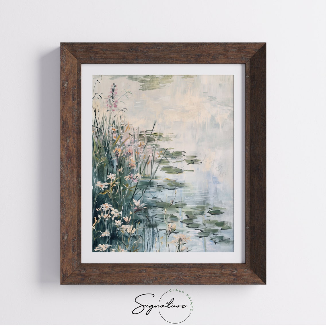 Garden Pond Water Lilies Floral Waterscape Tranquil Art Print - Image 4