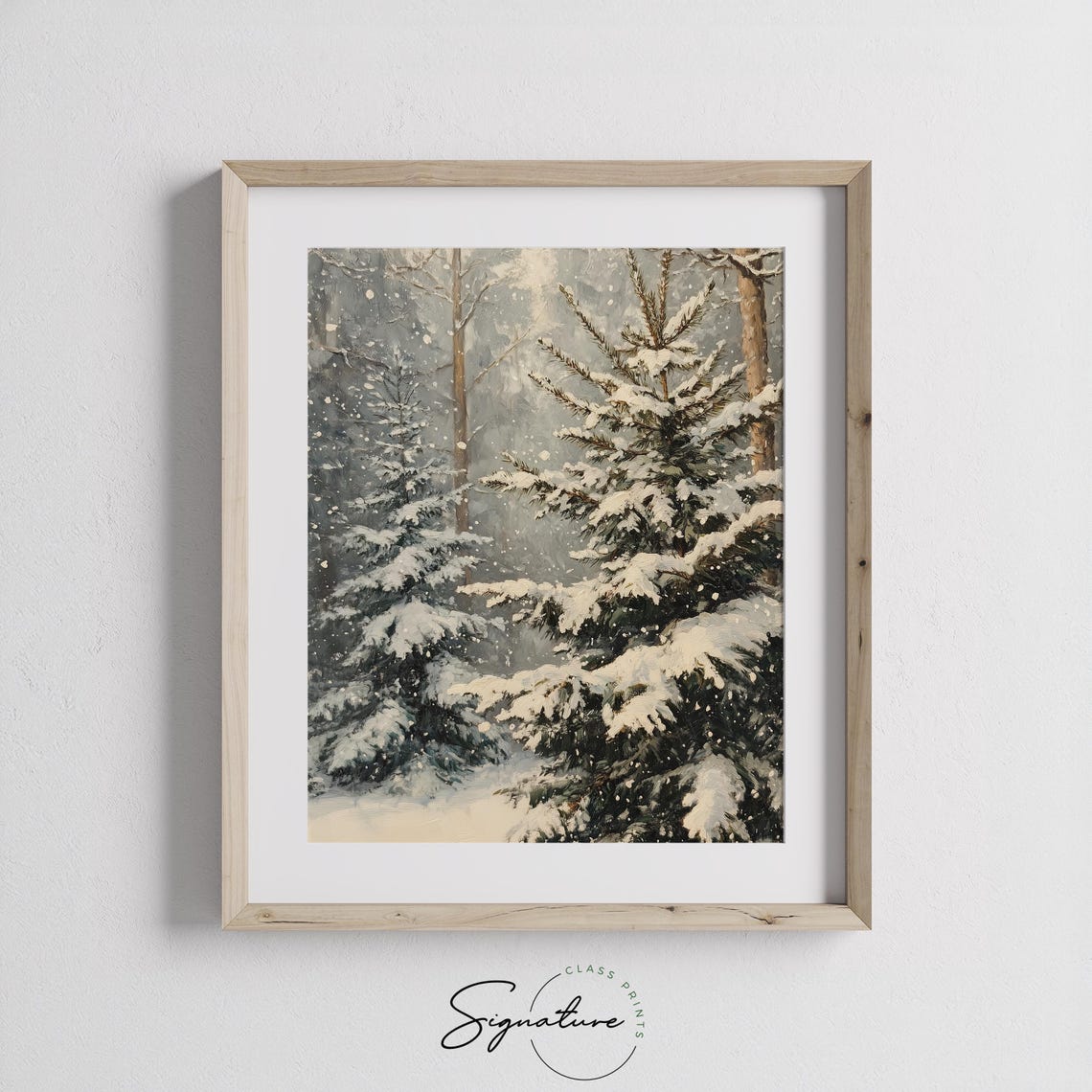 Dense Forest Of Spruce And Pine With Falling Snow Art Poster - Image 2