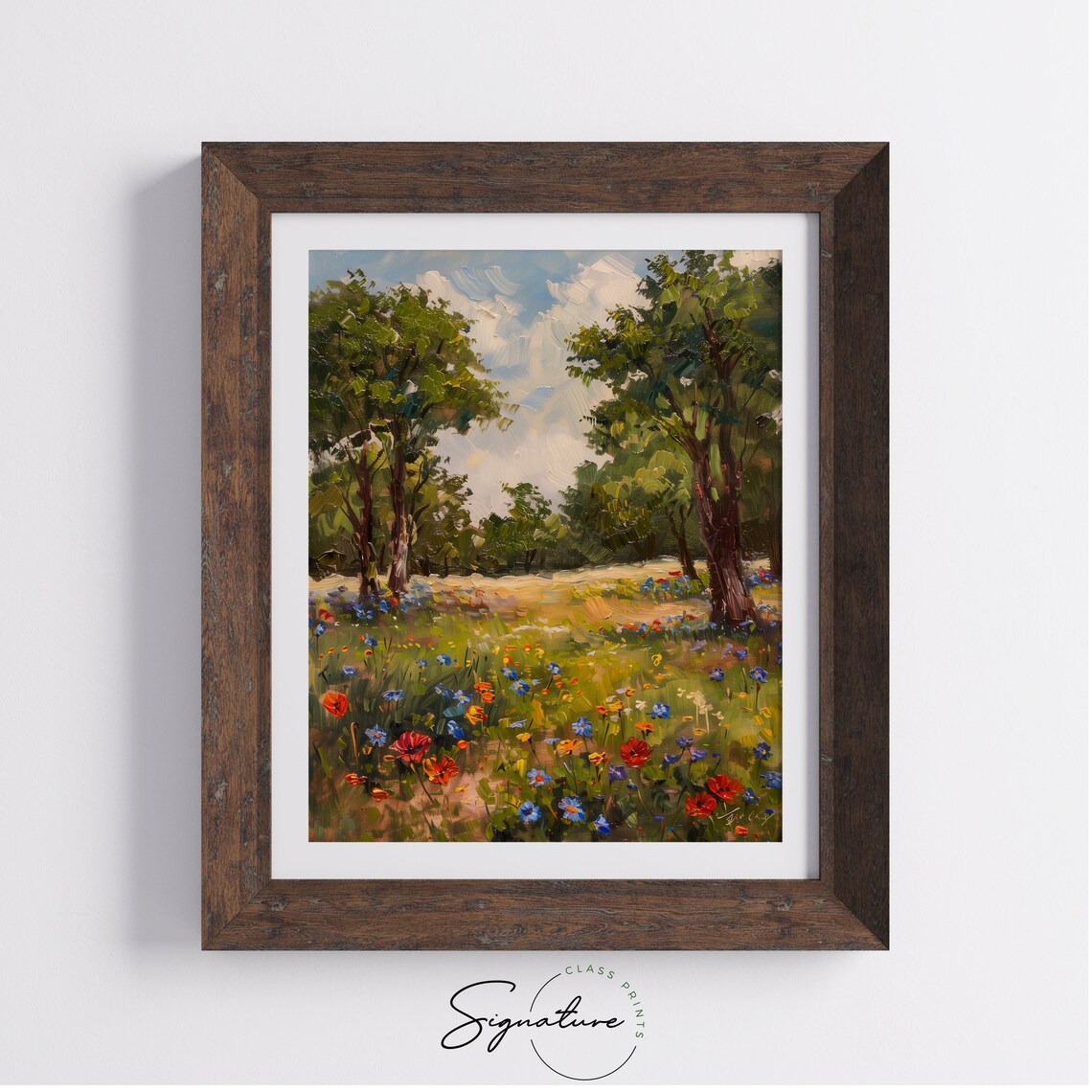 Red Poppies And Blue Cornflowers Wildflower Meadow Impressionist Poster - Image 4