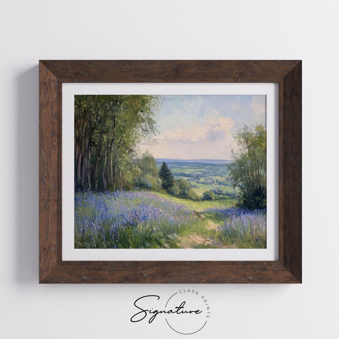 Moody Bluebell Meadow Valley Overlook Dusk Wildflower Art Poster - Image 5